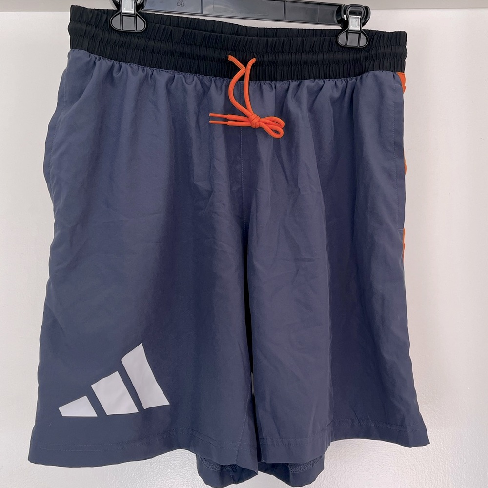 Adidas Navy Blue and Orange Men’s Dri-Fit Basketball Shorts Size Large